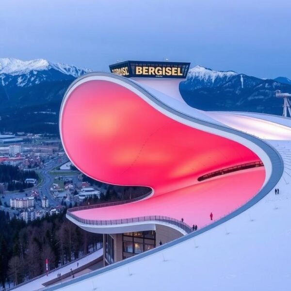 Die moderne Bergisel Sprungschanze in Innsbruck - architektonische Sehenswürdigkeit von Innsbruck Die moderne Bergisel Sprungschanze in Innsbruck - architektonische Sehenswürdigkeit von Innsbruck