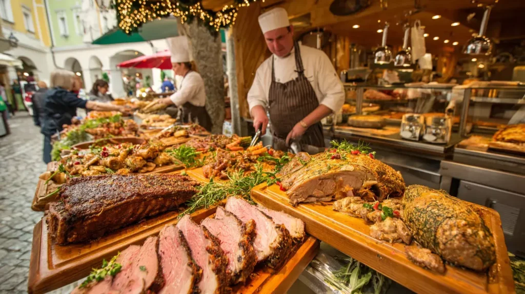 Frische regionale Produkte auf dem Grünmarkt als Teil des Salzburg Shopping Erlebnisses