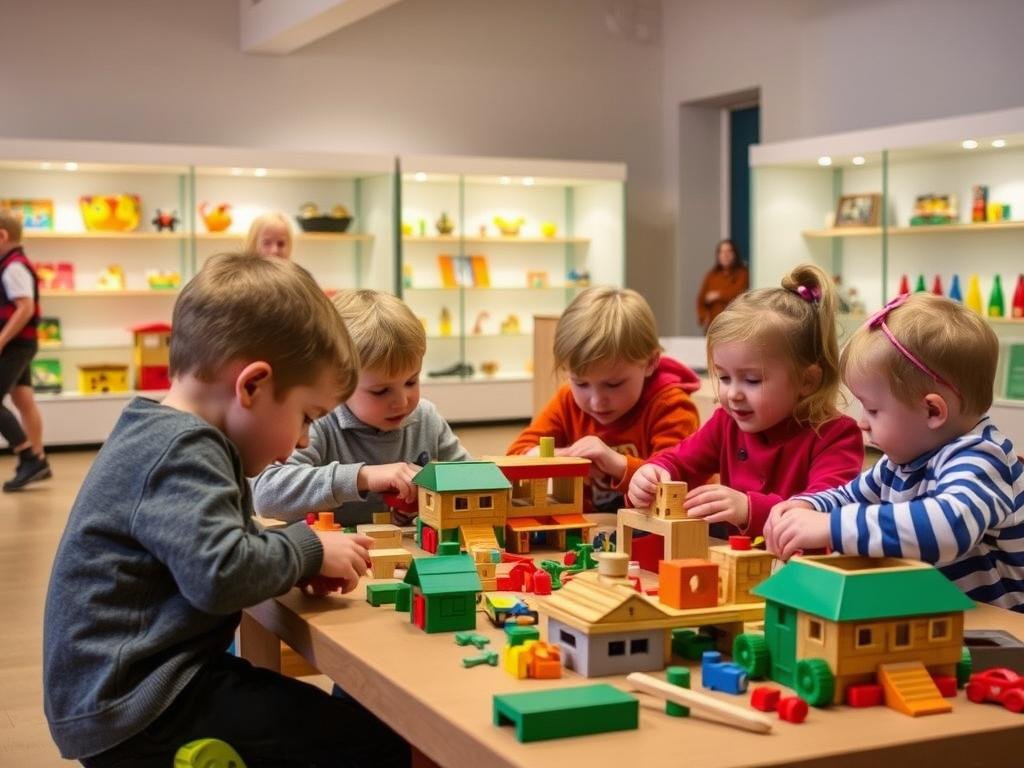Kinder spielen im Salzburger Spielzeugmuseum