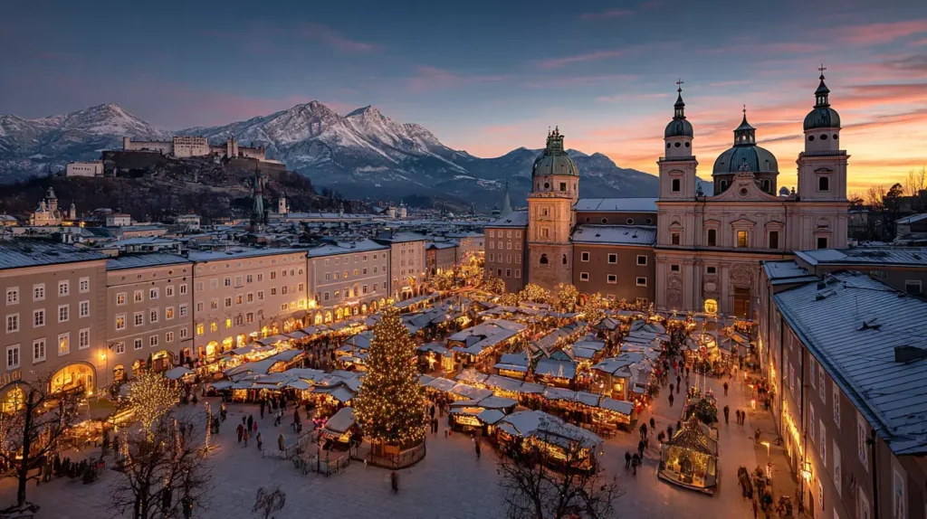 Salzburger Christkindlmarkt mit traditionellem Kunsthandwerk und Weihnachtsschmuck